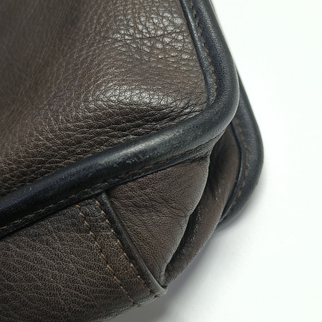 Calfskin Top Handle Bag Brown