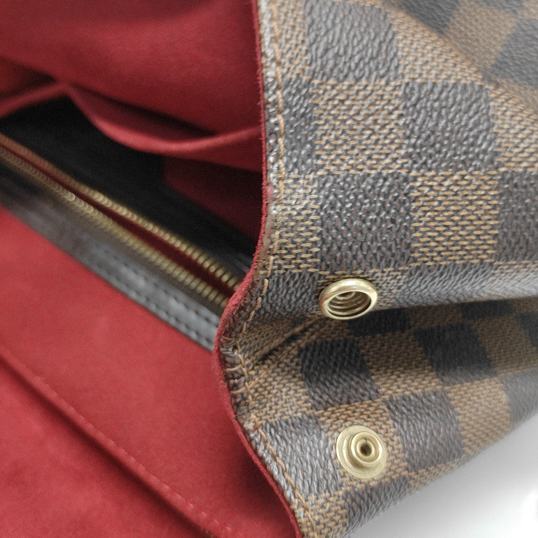 BERGAMO MM Damier Ebene Coated Canvas Brown