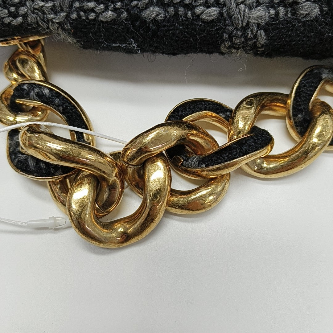CHANEL 19 Small Quilted Wool Black