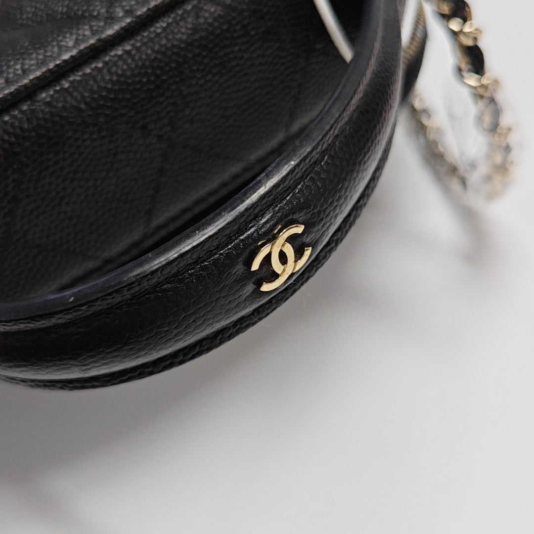 Quilted Grained Calfskin Shoulder Bag Black