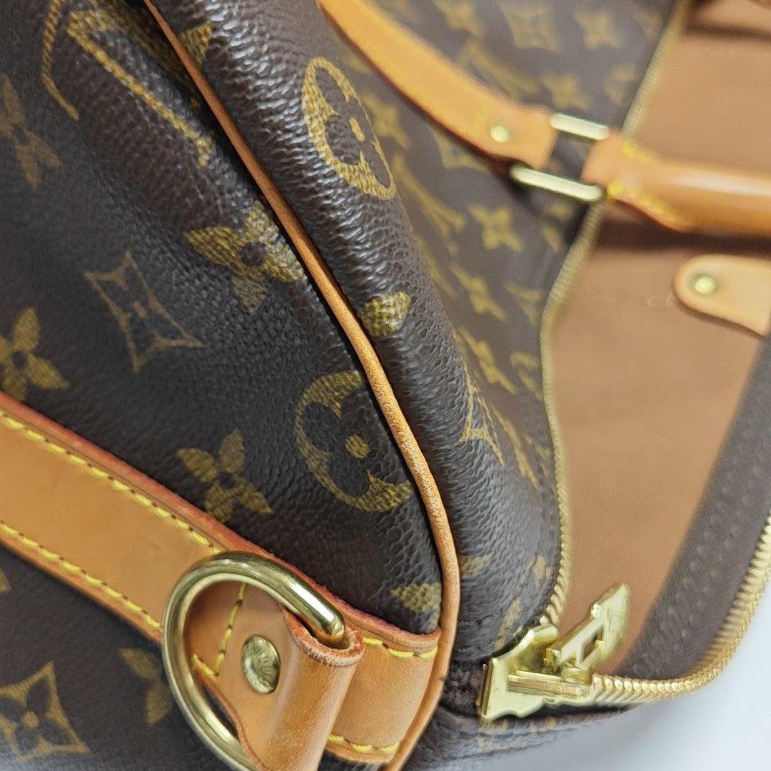 KEEPALL 50 Monogram Coated Canvas Brown