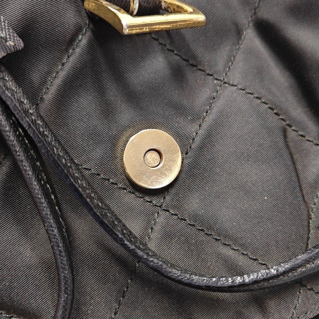 Quilted Nylon Backpack Black