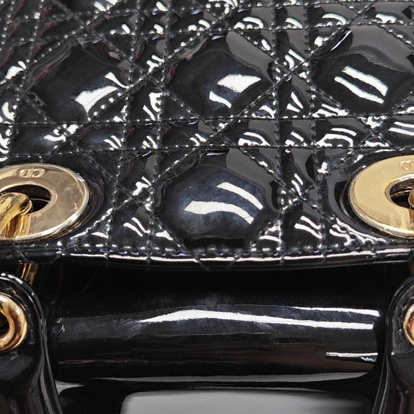 Lady Dior Mini Quilted Patent Leather Black