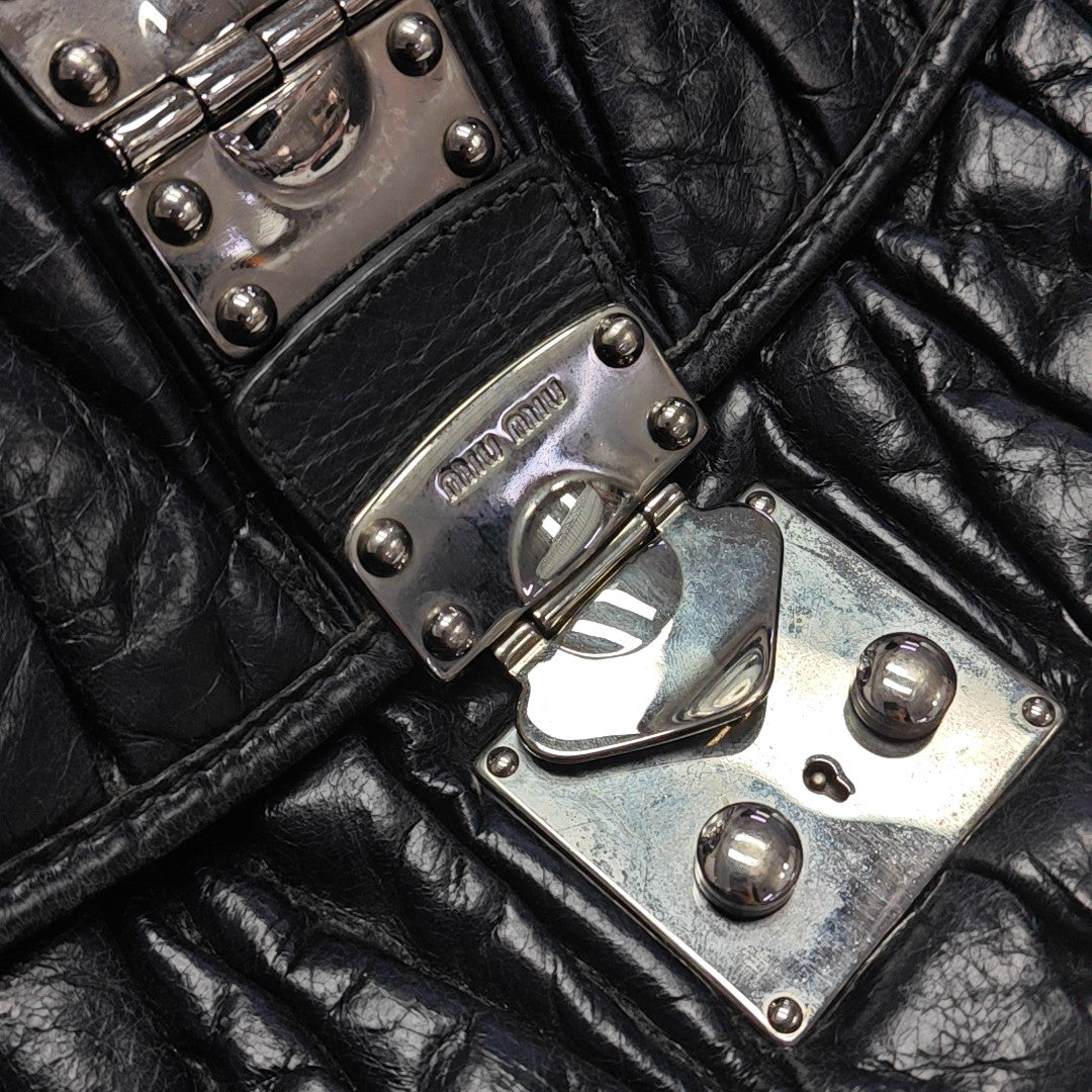 Quilted Lambskin Top Handle Bag Blue