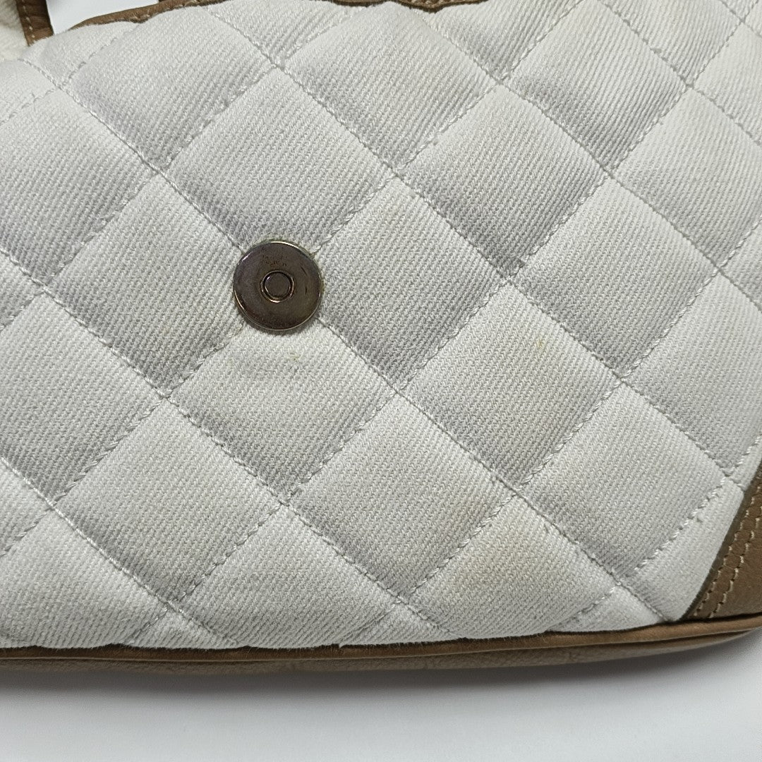 Quilted Canvas Shoulder Bag White