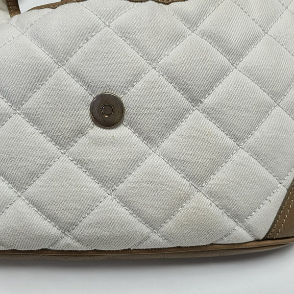 Quilted Canvas Shoulder Bag White