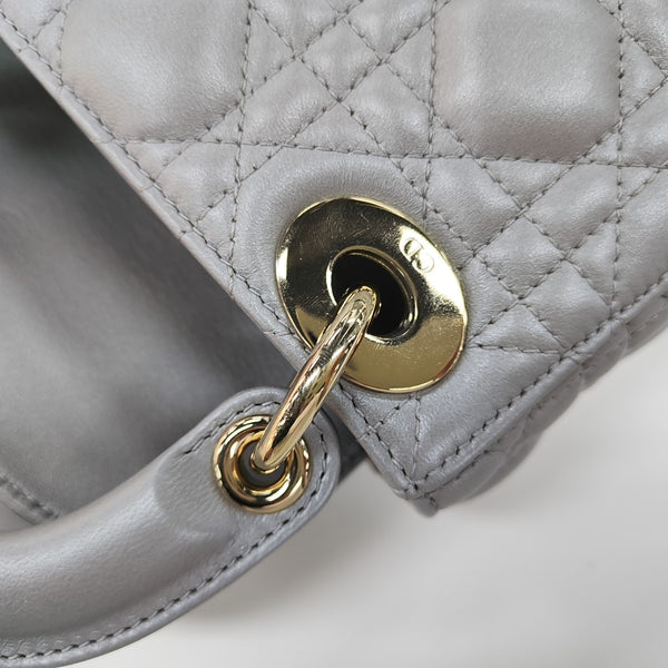Lady Dior Mini Cannage Lambskin Gray