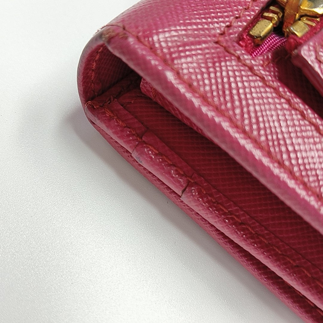 Fold Wallet Saffiano Calfskin Red Wallet