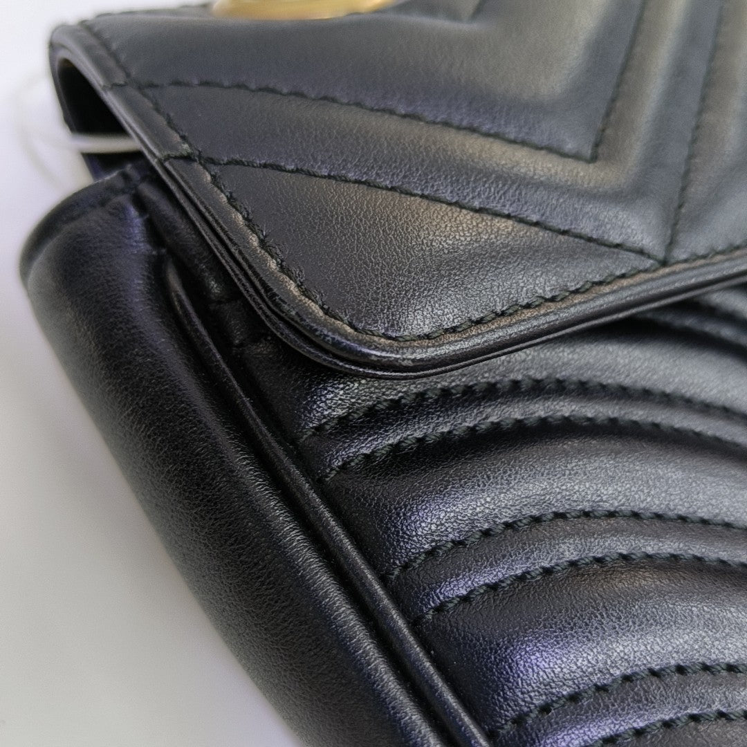 GG Marmont Small Quilted Calfskin Black