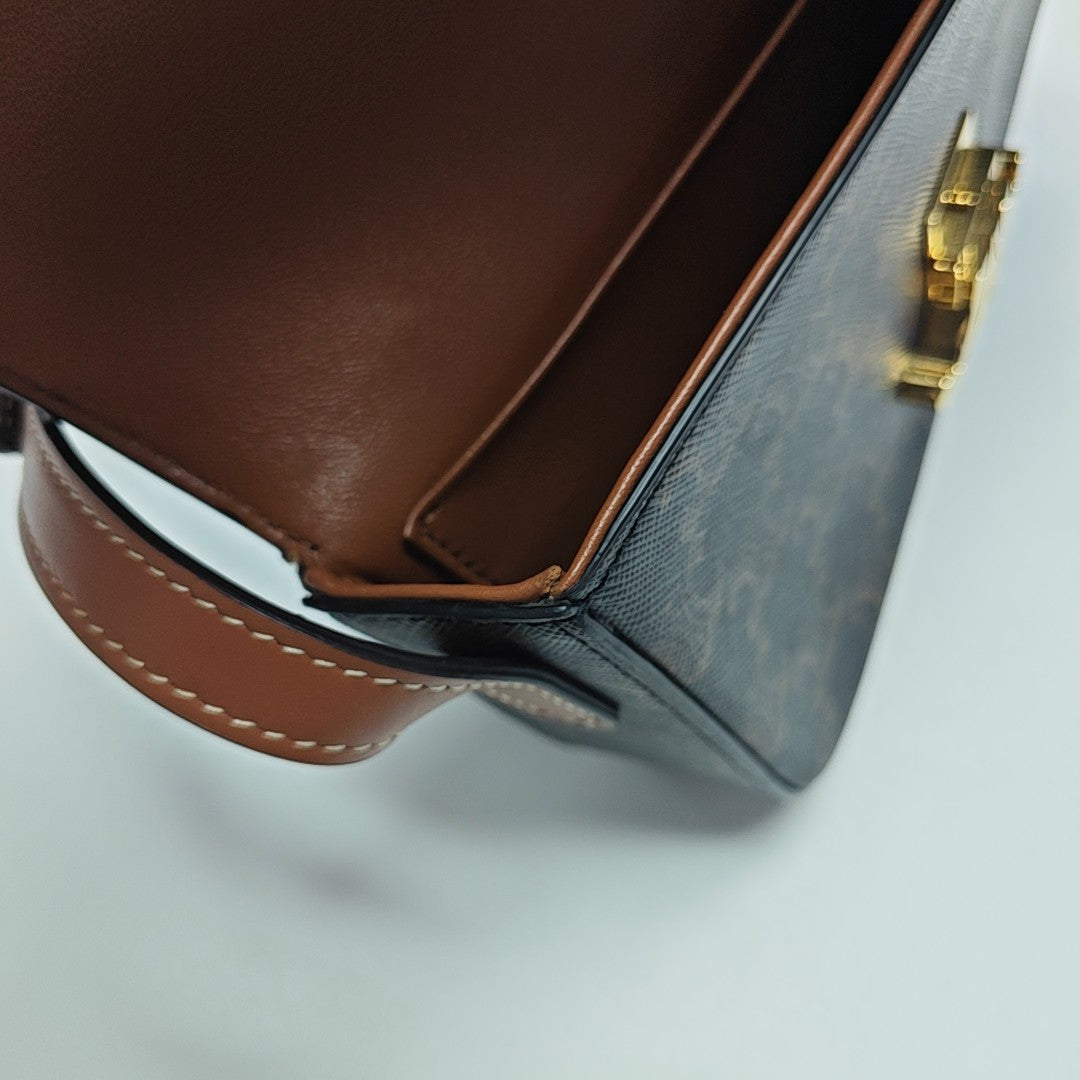 TRIOMPHE Small Coated Canvas Brown