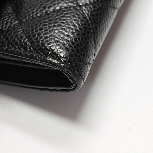 CLASSIC FLAP Mini Quilted Grained Calfskin Black Wallet