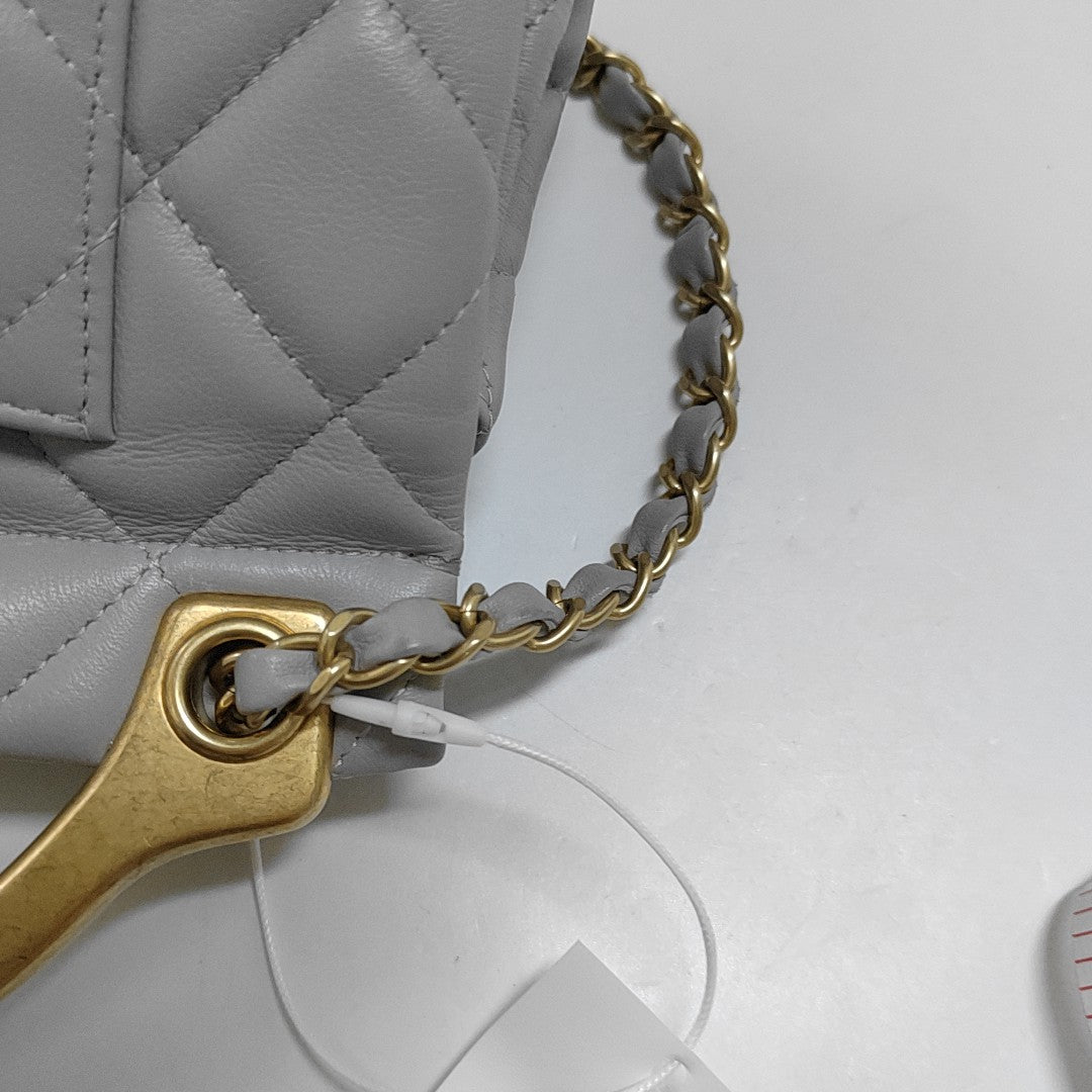 Small Quilted Lambskin Gray