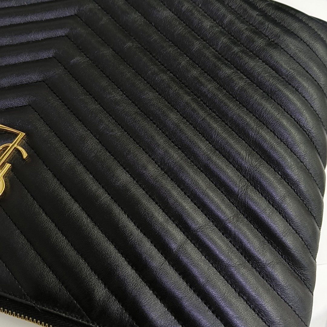 MONOGRAM Chevron Calfskin Black