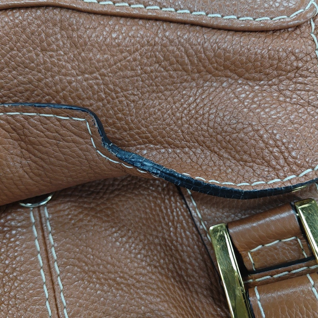 Calfskin Top Handle Bag Brown