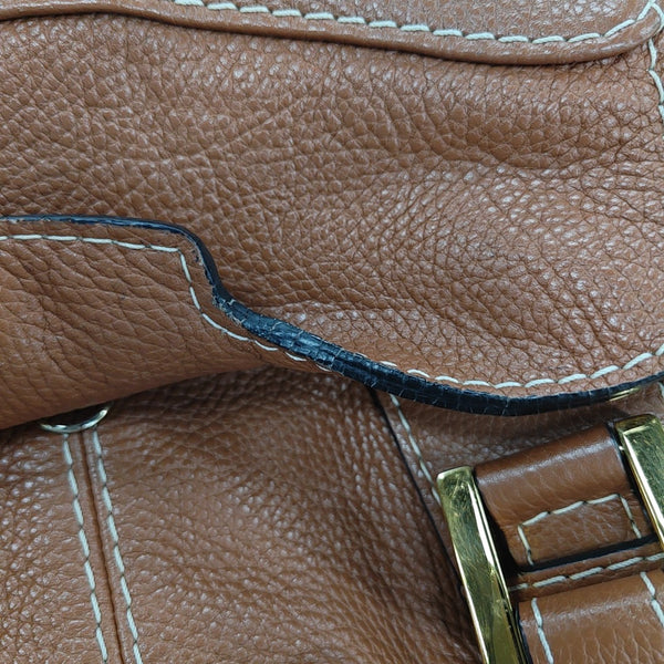 Calfskin Top Handle Bag Brown