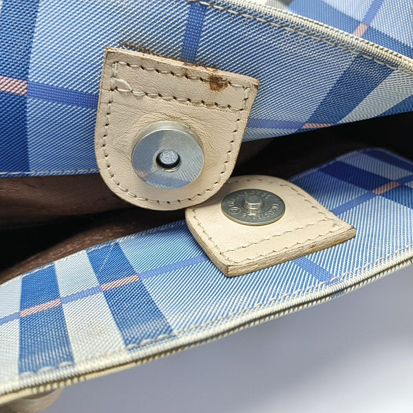 Coated Canvas Top Handle Bag Blue