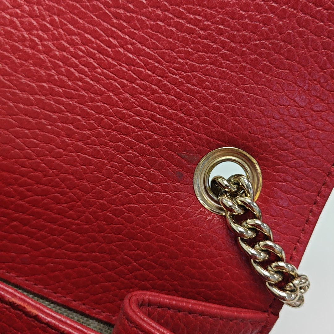 Interlocking G Small Calfskin Red