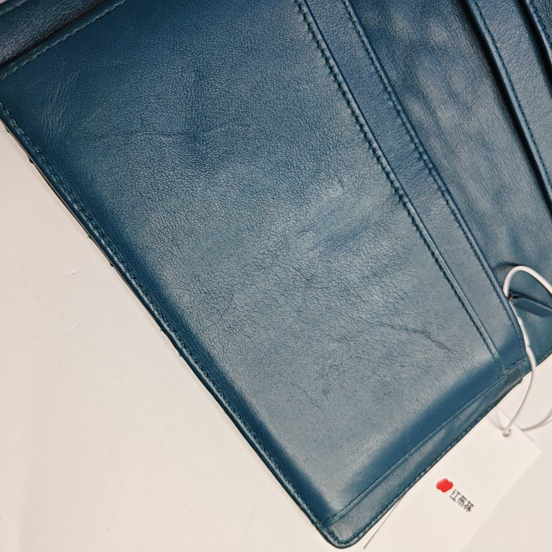 Quilted Patent Leather Wallet Blue
