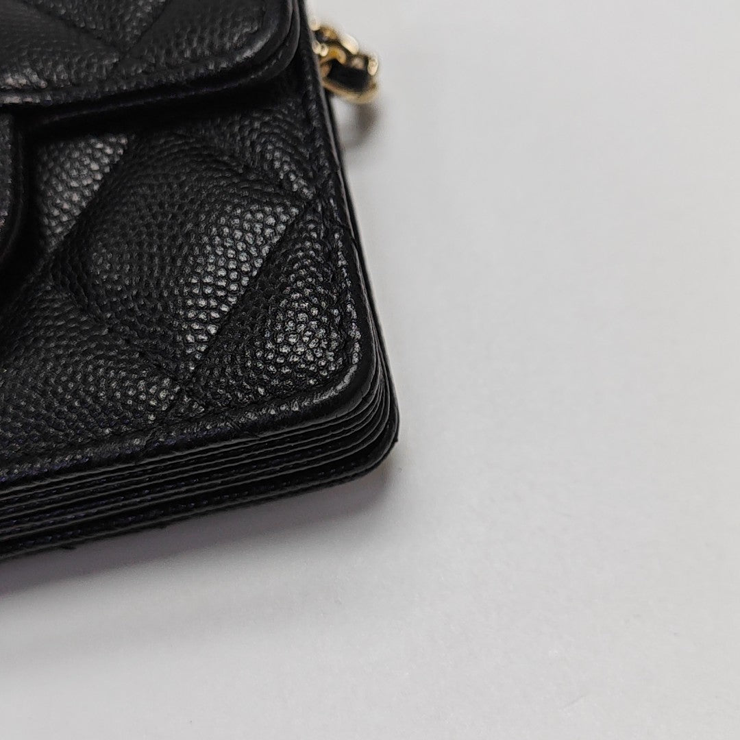 Quilted Grained Calfskin Shoulder Bag Black