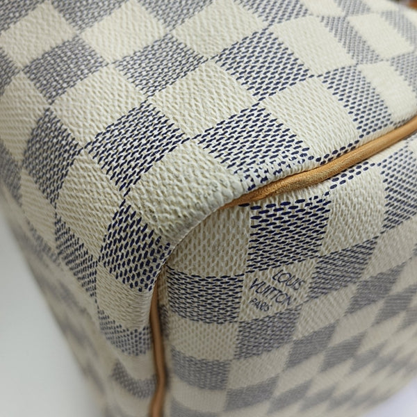 KEEPALL 50 Damier Azur Coated Canvas White