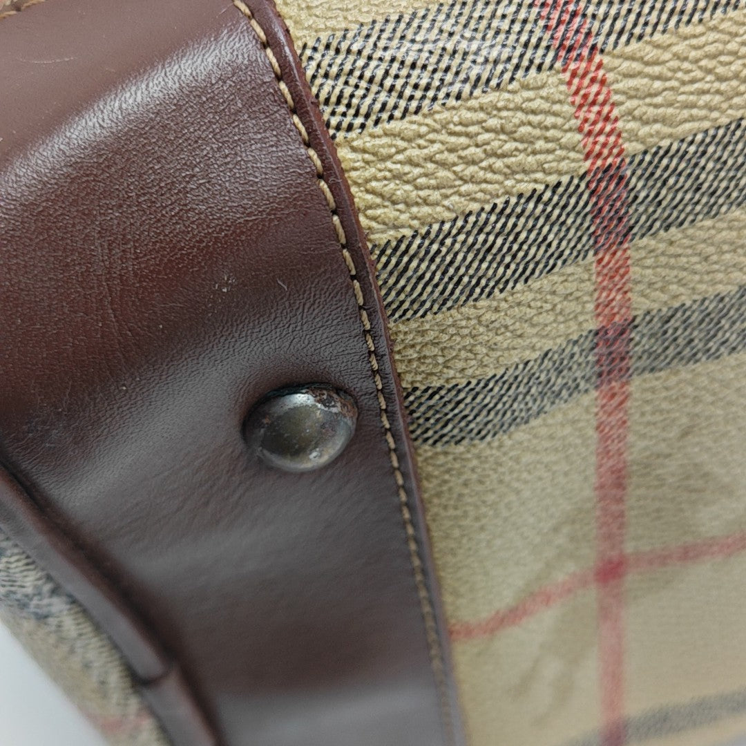 Coated Canvas Top Handle Bag Brown