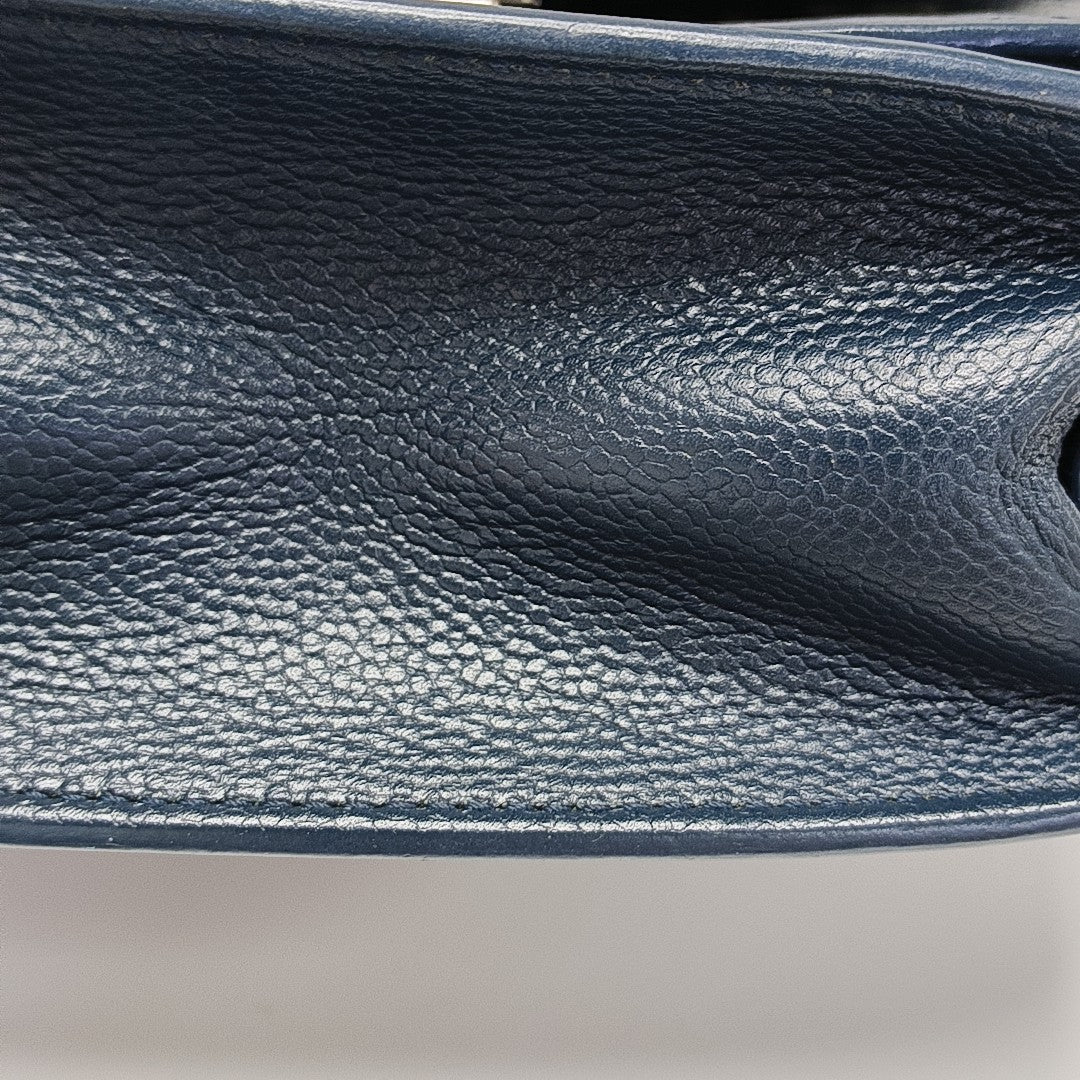 Quilted Grained Calfskin Crossbody Bag Blue