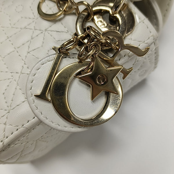 Lady Dior Super Mini Quilted Lambskin White