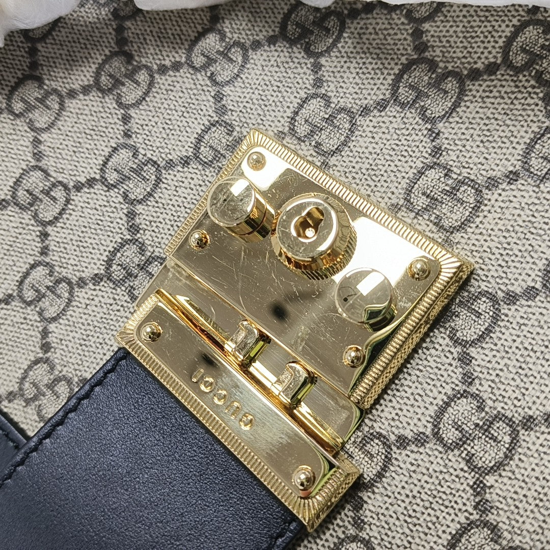 Padlock Medium Monogram Coated Canvas Beige