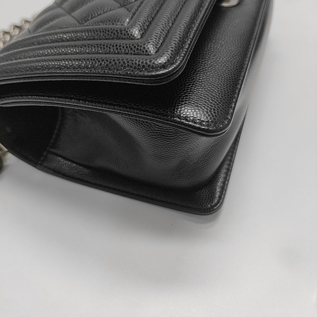 BOY CHANEL Small Quilted Grained Calfskin Black