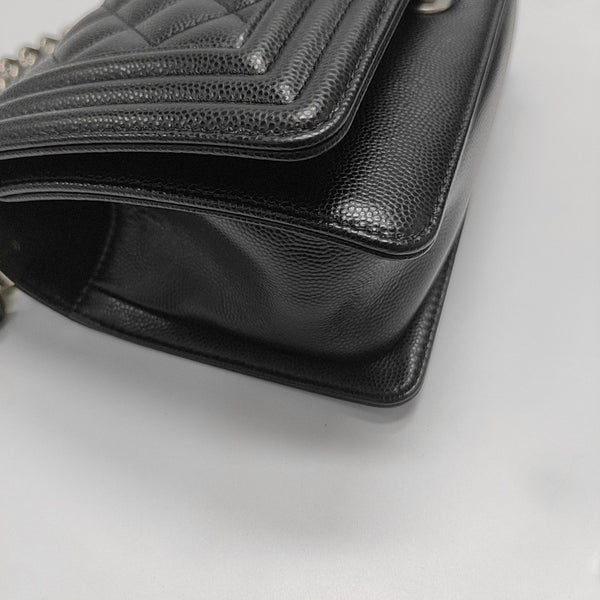 BOY CHANEL Small Quilted Grained Calfskin Black