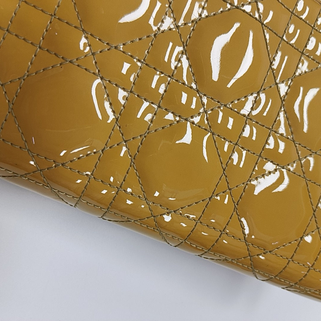 Lady Dior Small Cannage Patent Leather Yellow