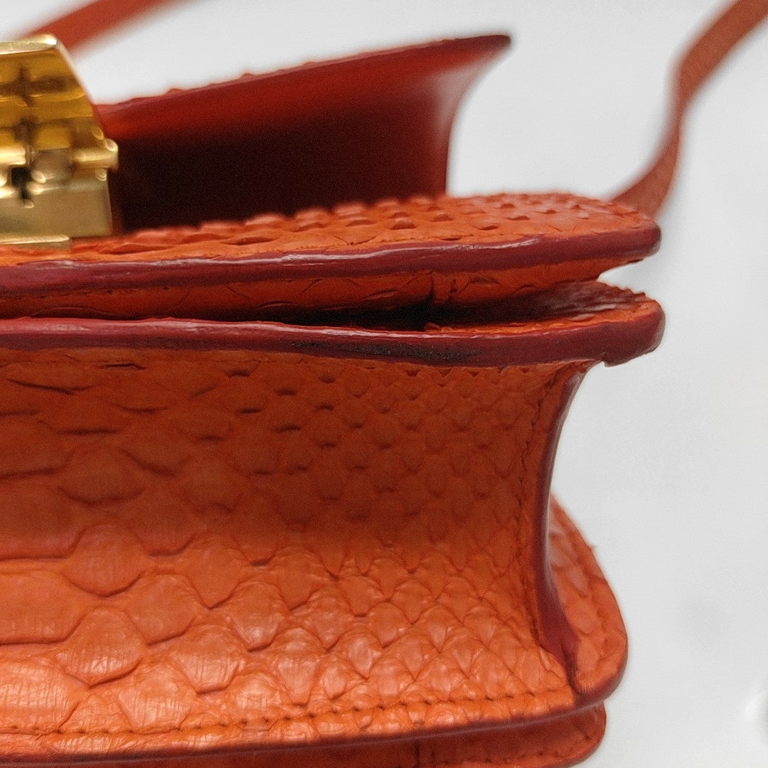 Authenticated pre-owned  CLASSIC BOX Mini Python Orange - Shoulder Bag at Looply