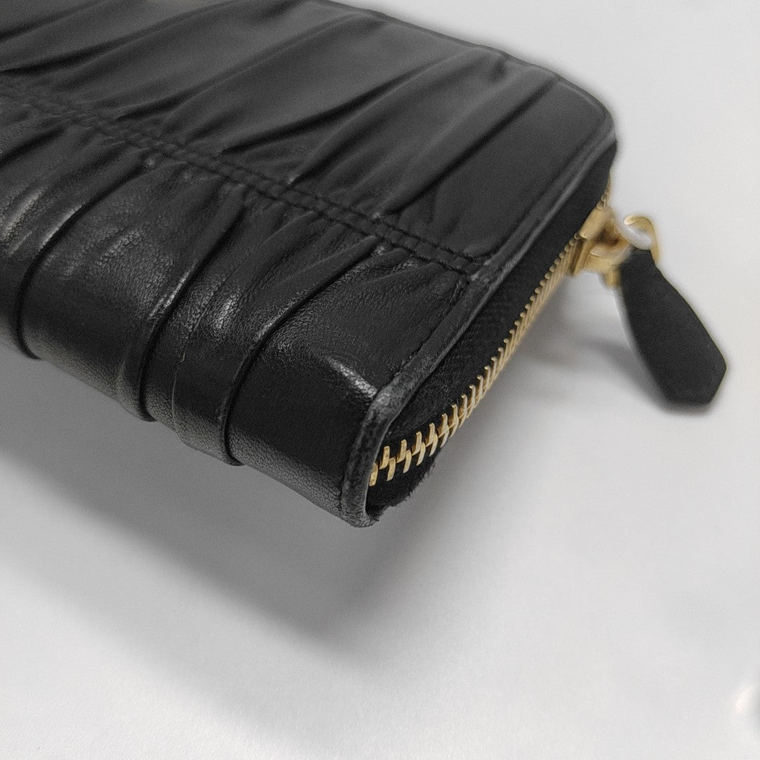 Fold Wallet Lambskin Black Wallet