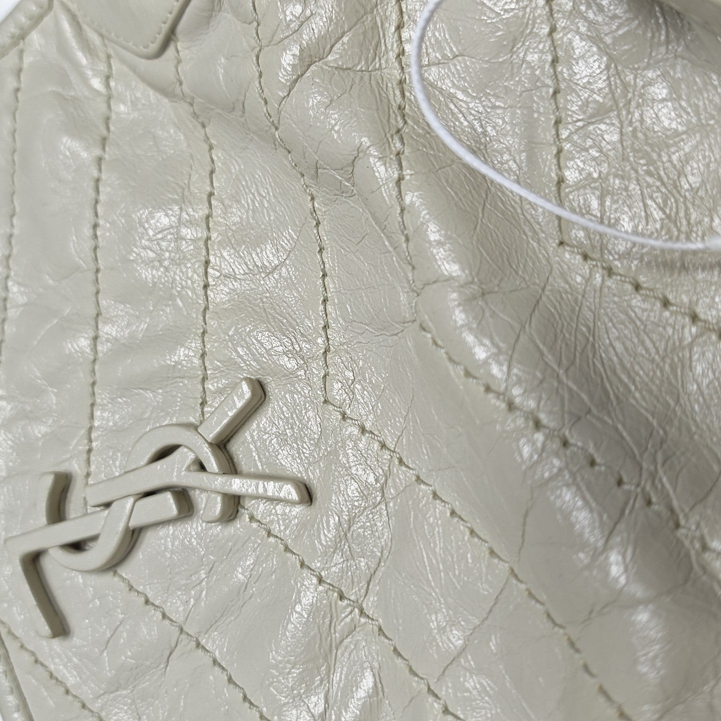 NIKI Small Chevron Calfskin White