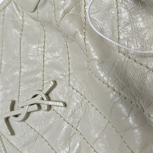 NIKI Small Chevron Calfskin White