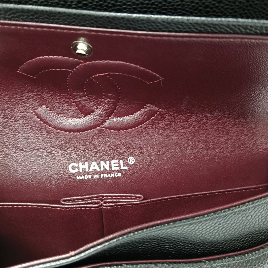 CLASSIC FLAP Small Quilted Grained Calfskin Black
