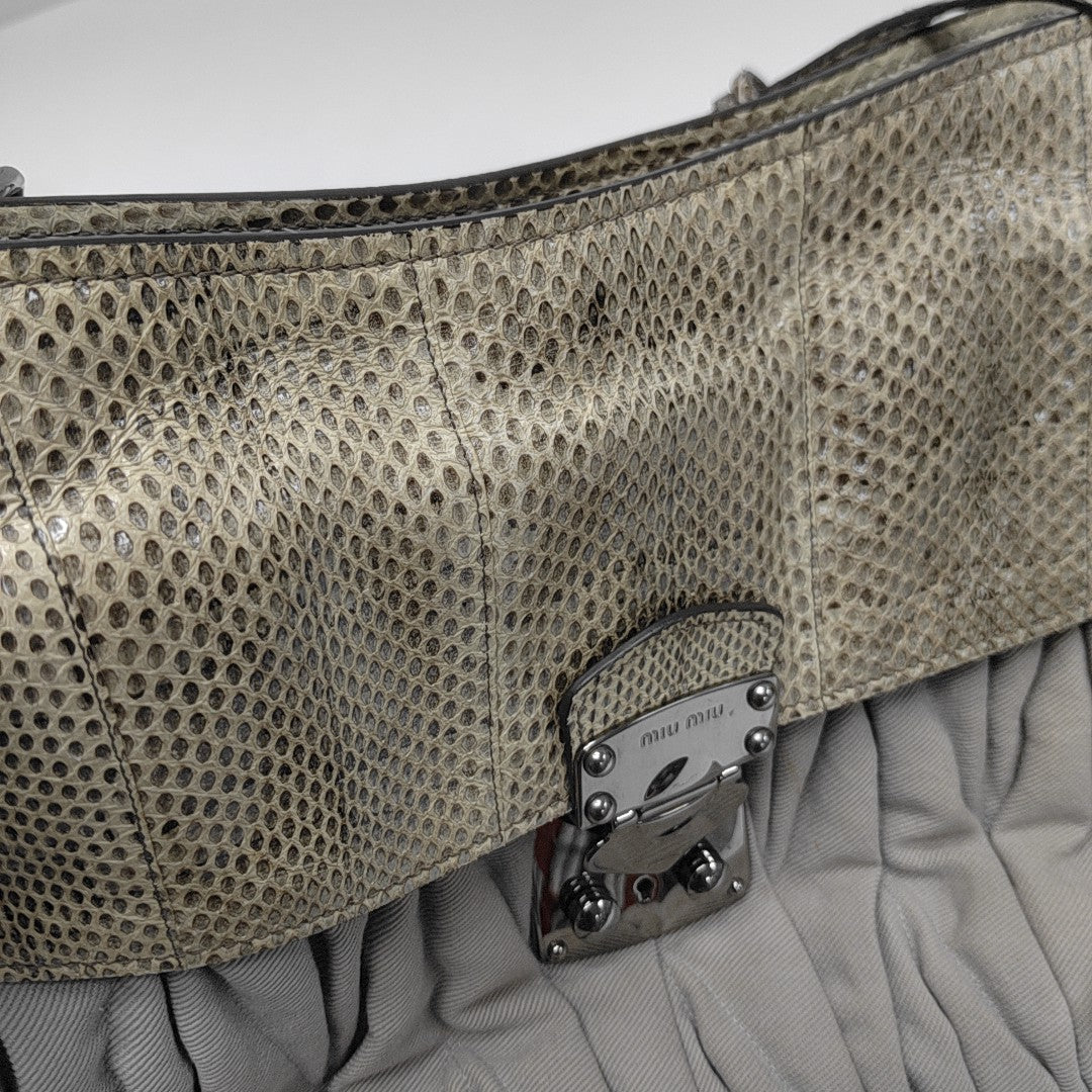 Quilted Fabric Shoulder Bag Gray