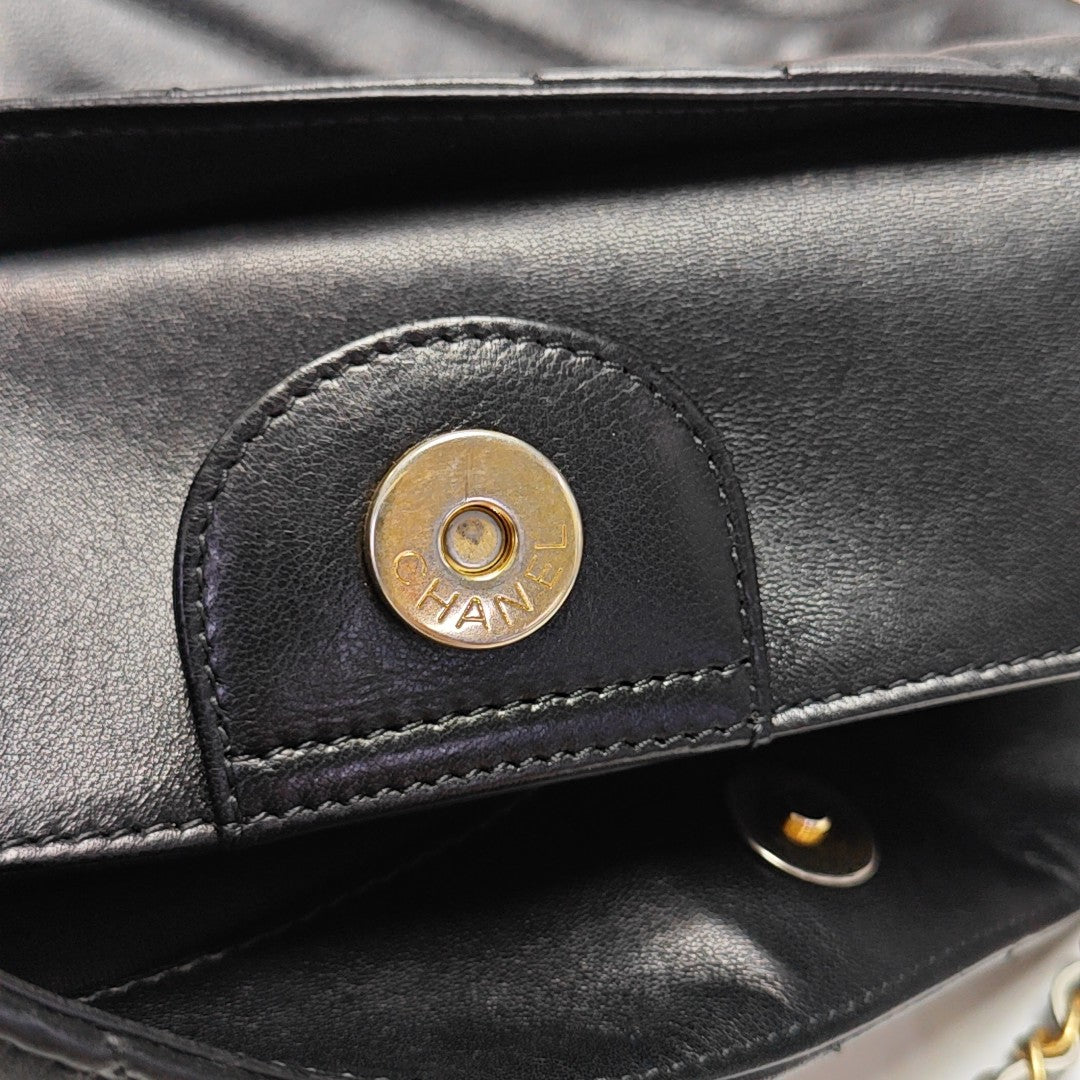 Chevron Lambskin Black