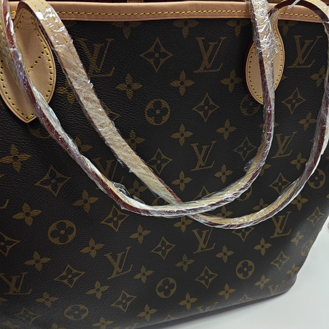NEVERFULL MM Monogram Coated Canvas Brown
