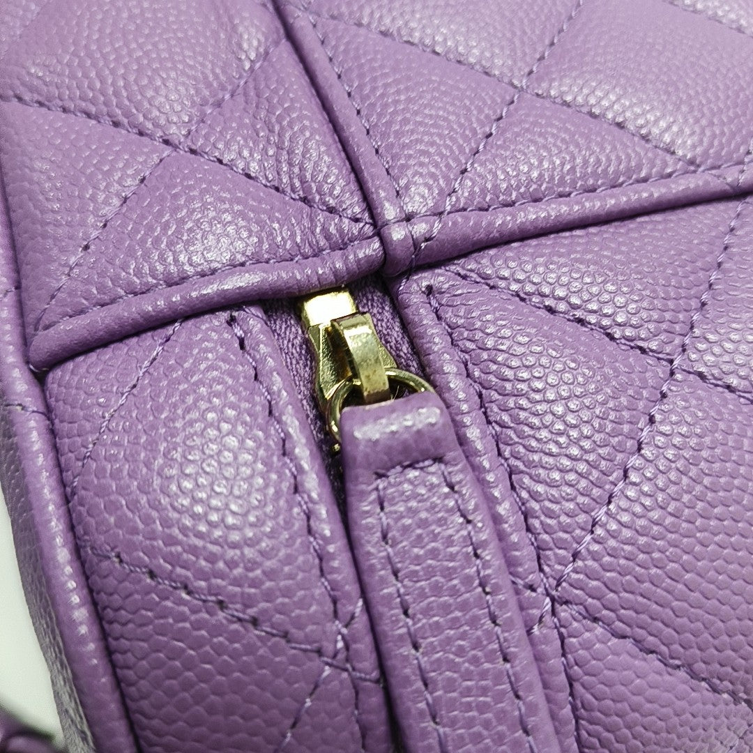 VANITY CASE Quilted Grained Calfskin Purple