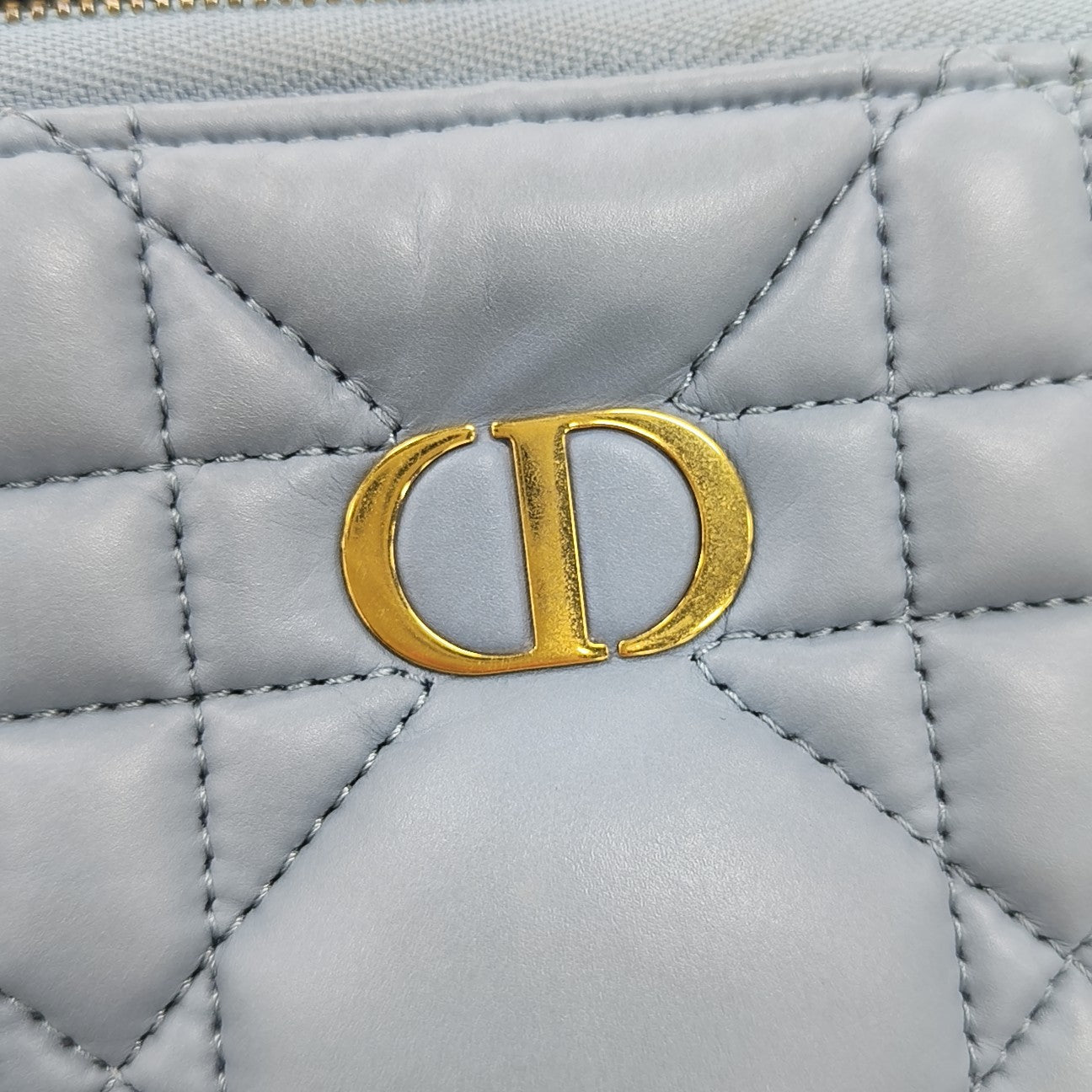 Cannage Calfskin Shoulder Bag Blue