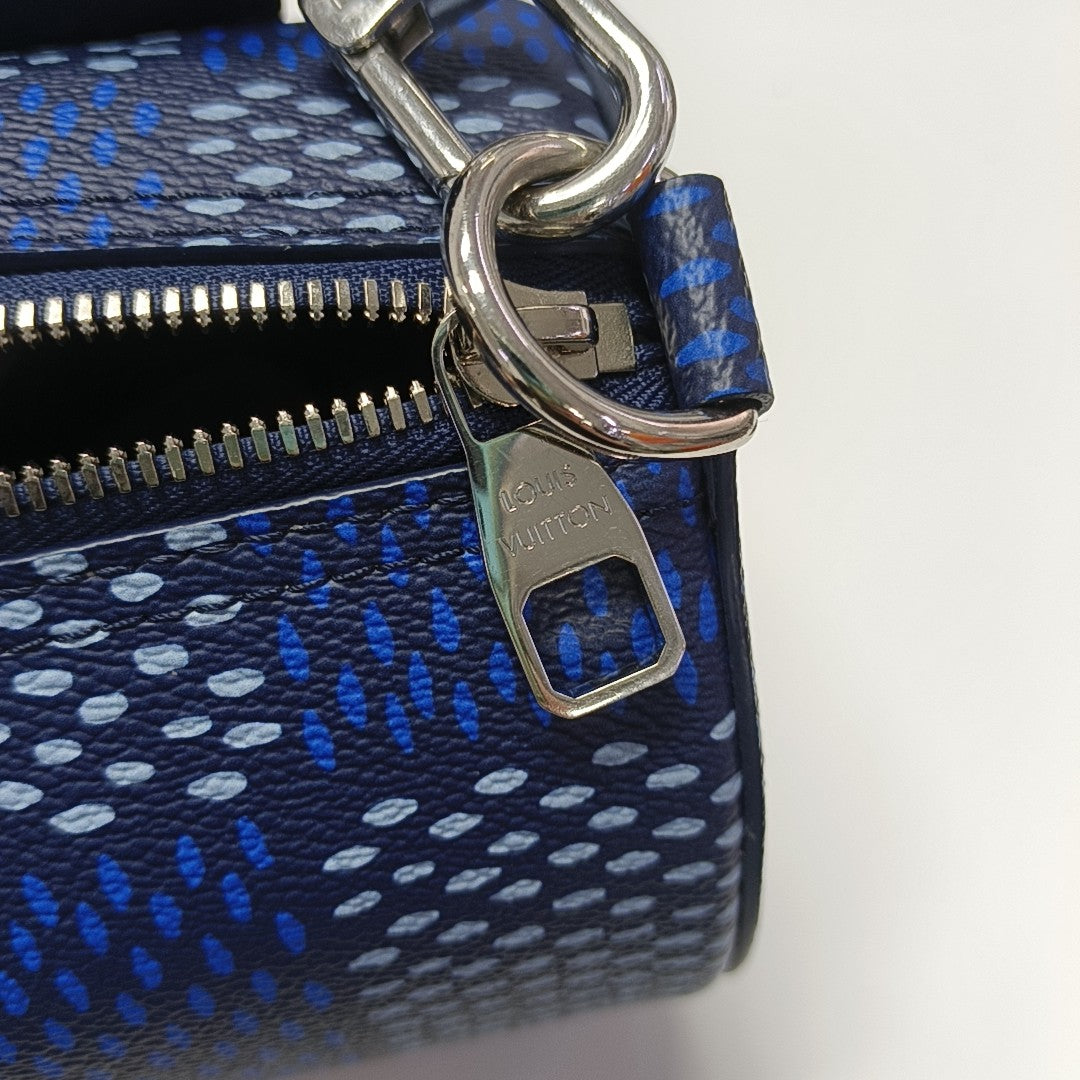 Coated Canvas Shoulder Bag PM Blue