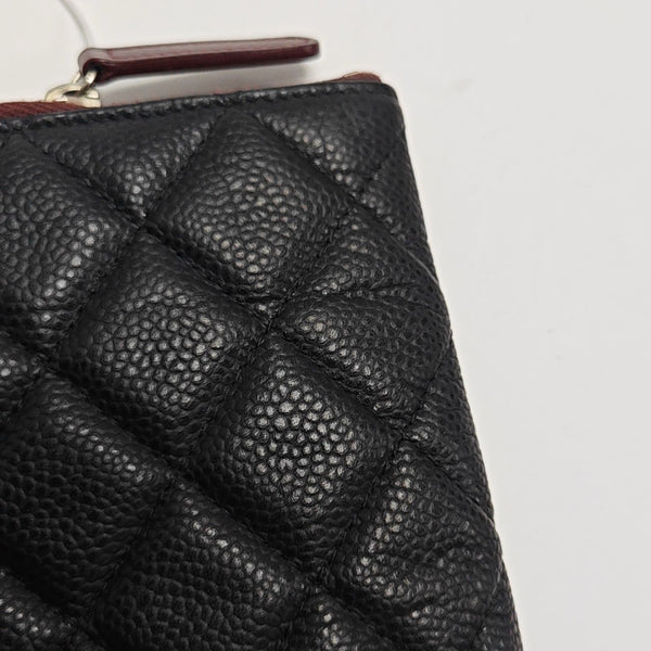 Quilted Grained Calfskin Clutch Black