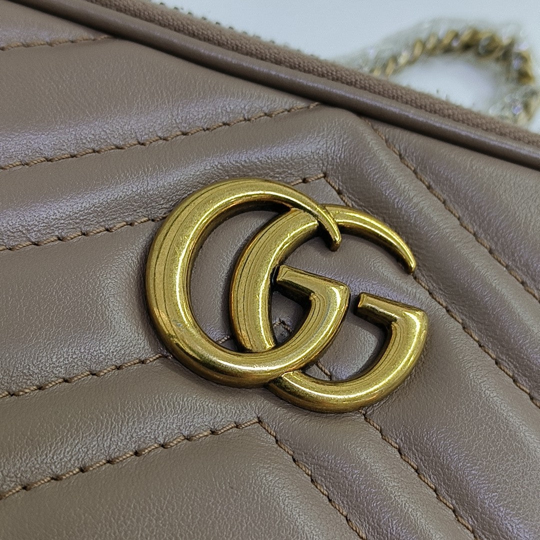 GG Marmont Mini Quilted Calfskin Beige
