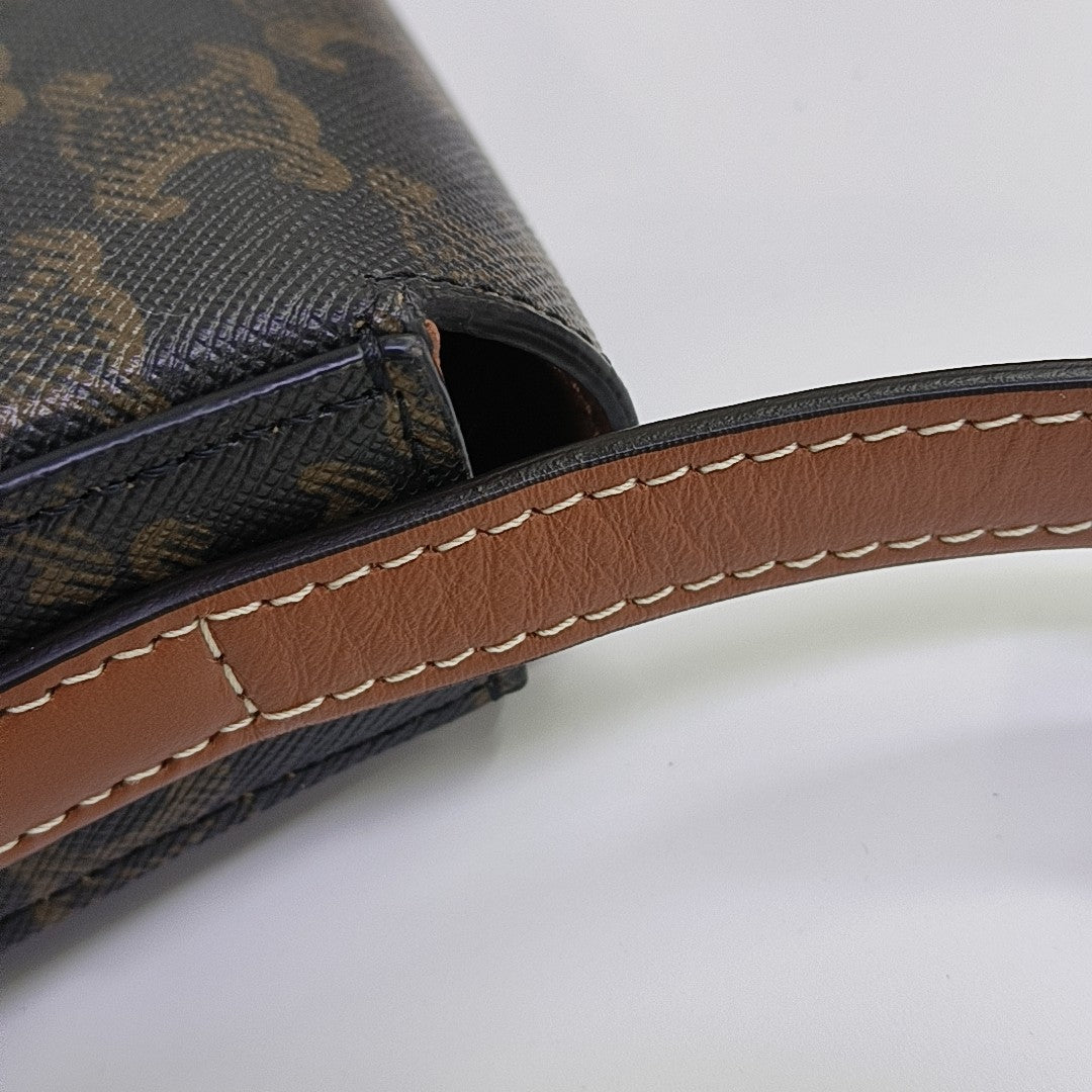 TRIOMPHE Small Coated Canvas Brown