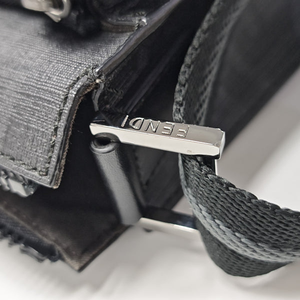 Coated Canvas Shoulder Bag Black
