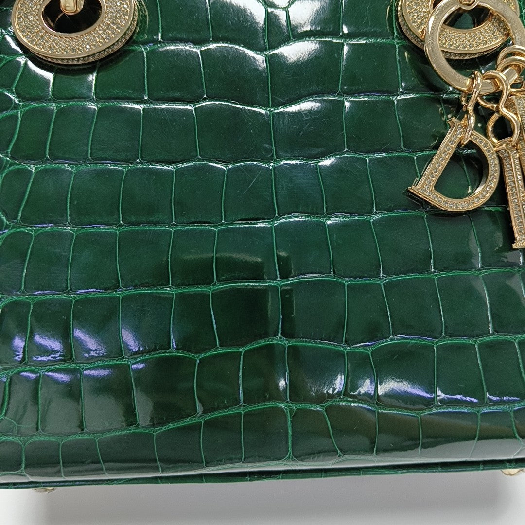 Lady Dior Mini Crocodile Green