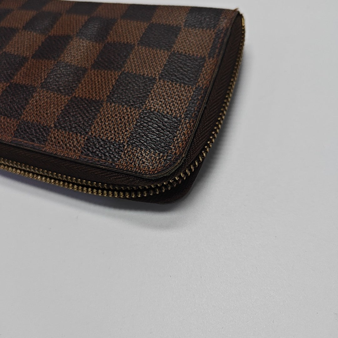 ZIPPY Damier Ebene Coated Canvas Brown Wallet