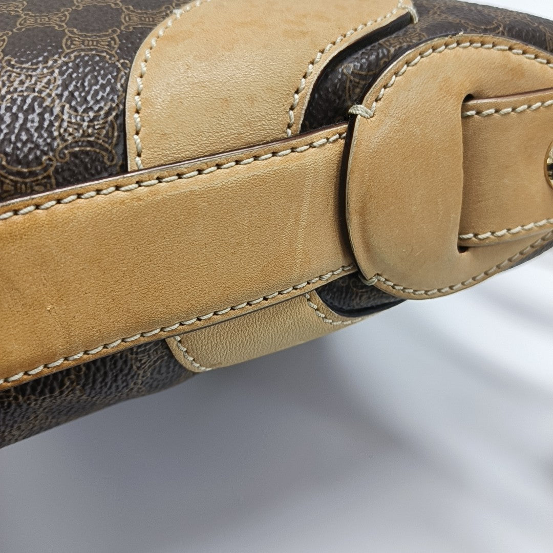 Coated Canvas Shoulder Bag Brown