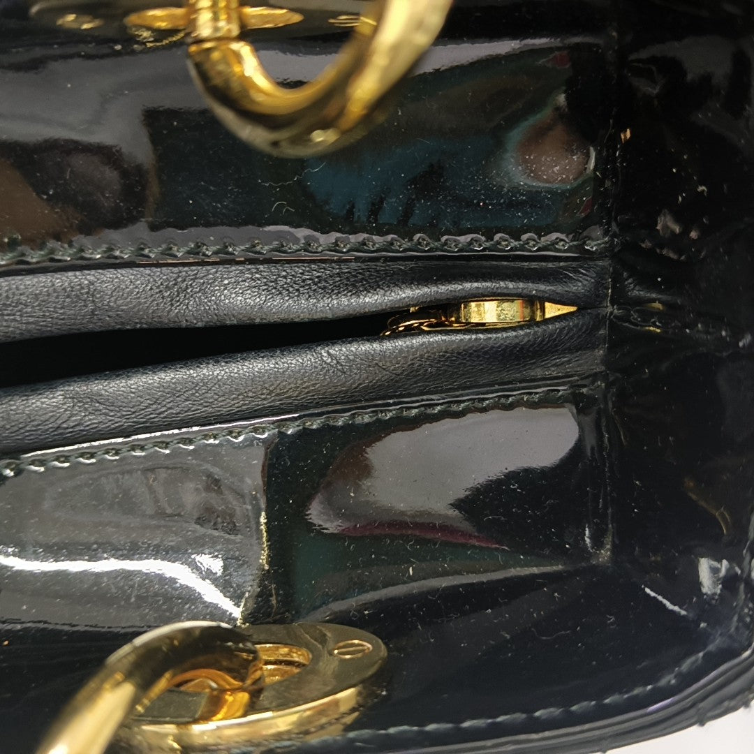 Lady Dior Medium Cannage Patent Leather Black
